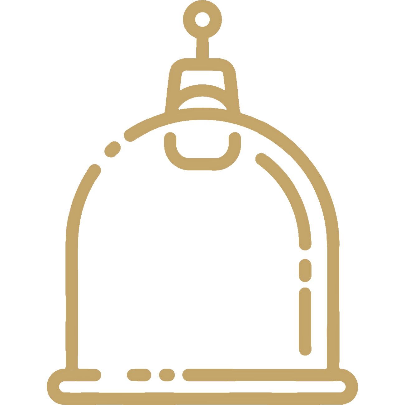 Köpöly harang ikon, amely a győri masszázs szalon izomlazító köpölyözés szolgáltatását jelöli